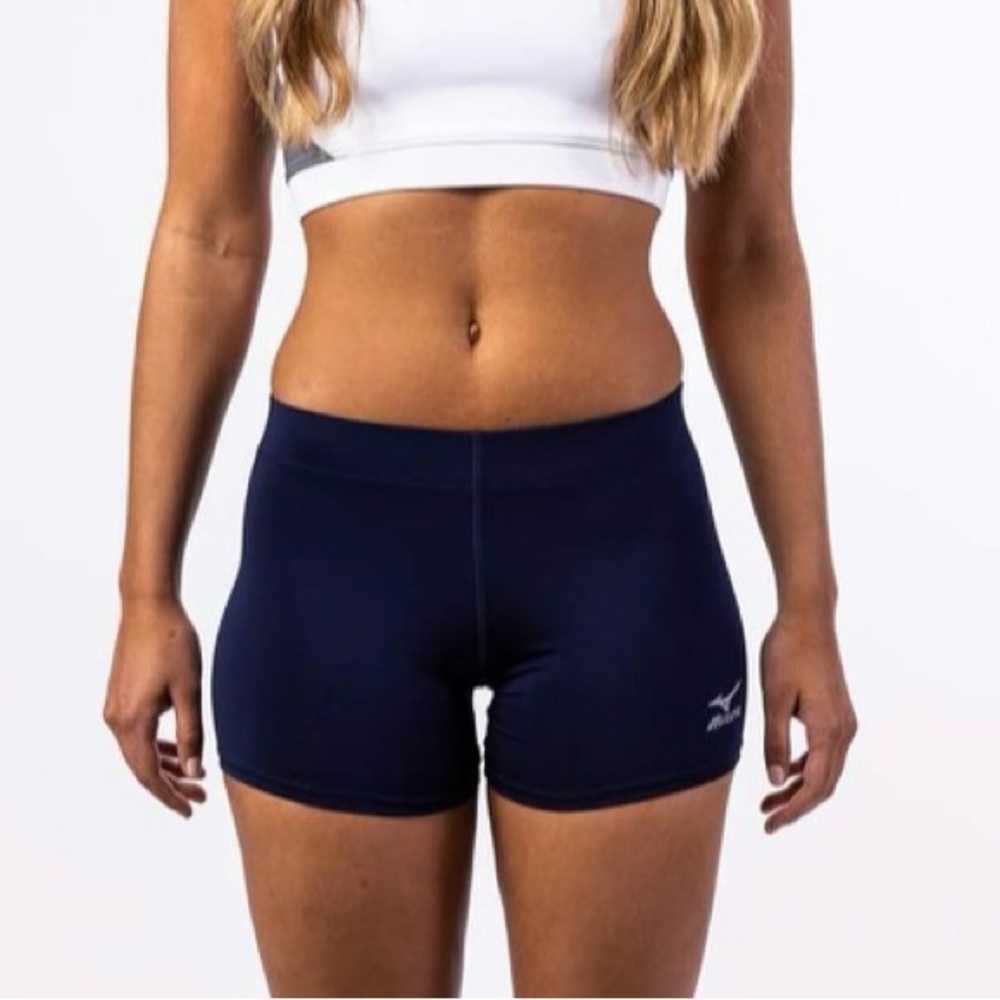 Mizuno Core Flat Front Vortex Hybrid 4.0 Inseam Volleyball Short. Navy Medium - Picture 3 of 7